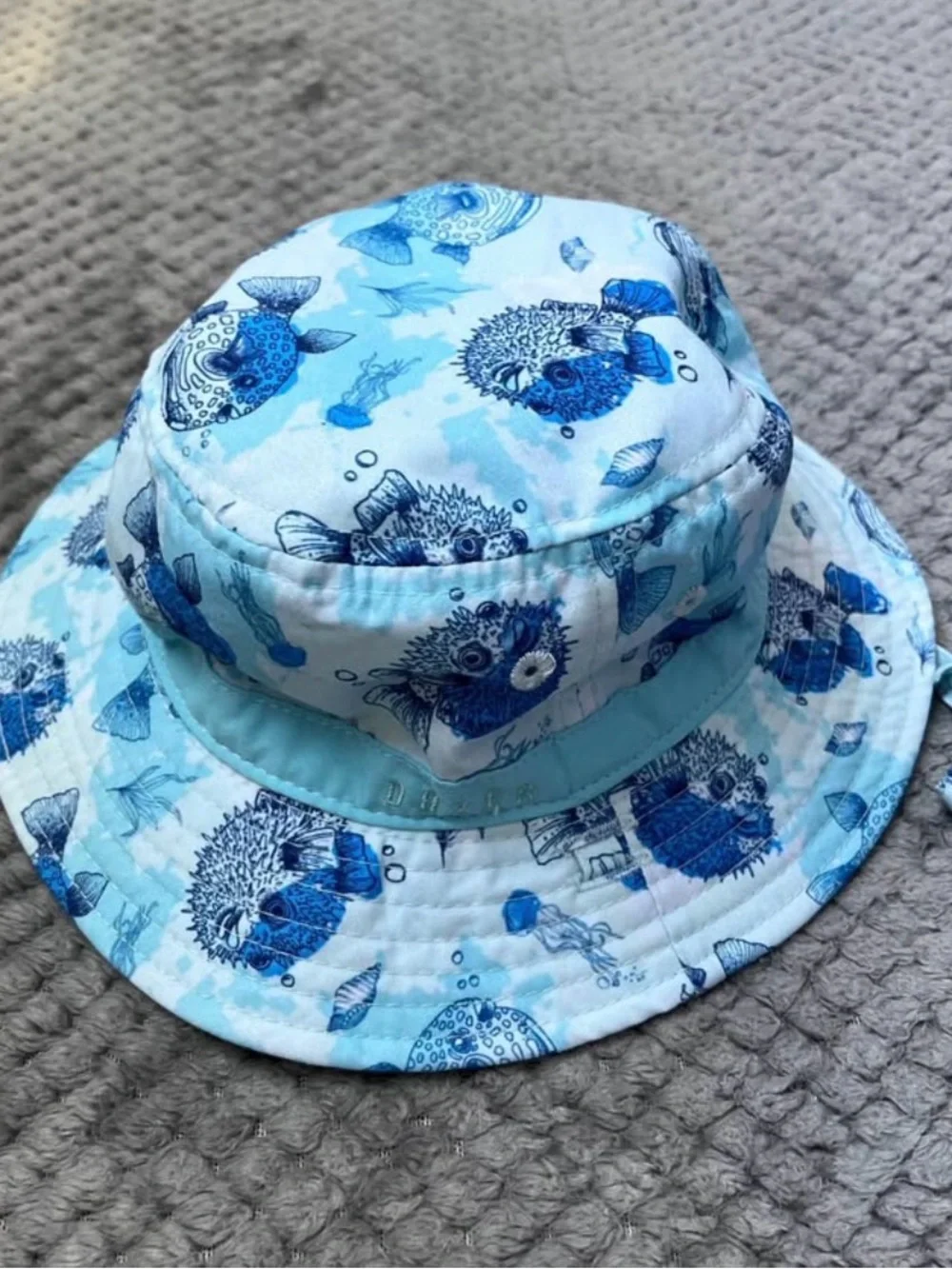 Blue Pufferfish Print Bucket Hat 12-24 months